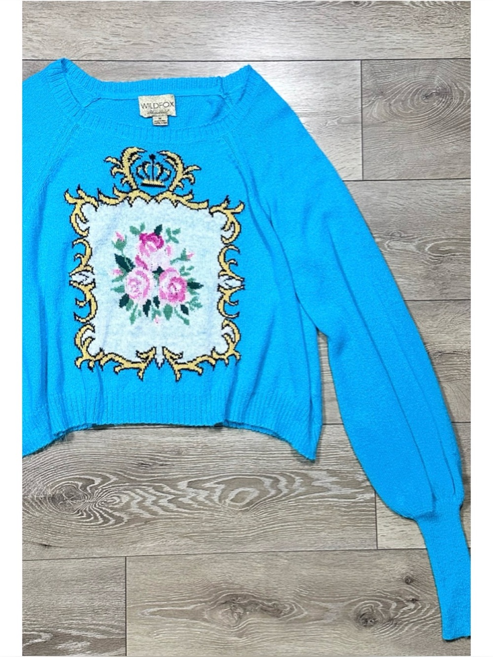 Wildfox White Label Victorian Rose & Crest Knit Sweater